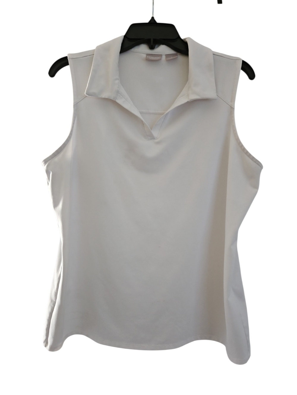 Chico's 2 Sleeveless Polo Top Size L White Pullover